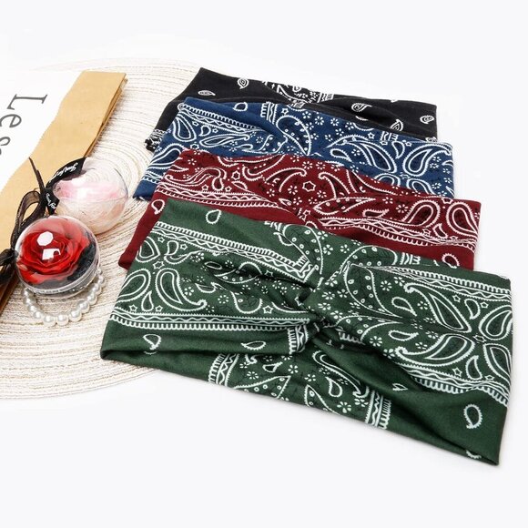 Boho Headbands for Women Bandana Fashion Womens Headbands Non Slip Elastic Wide - Picture 5 of 6